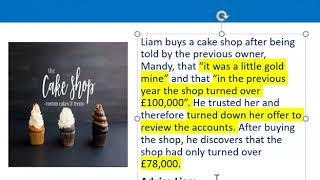 How to apply misrepresentation Liam cupcake scenario [upl. by Preston]