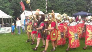 Roman Reenactment at the Amphitheatre in Caerleon Marching In [upl. by Ahsien]