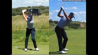 Justin Thomas golf swing  Long Iron faceon amp downtheline July 2017 [upl. by Akiret]