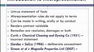 Misrepresentation Lecture 1 of 4 [upl. by Phillane]